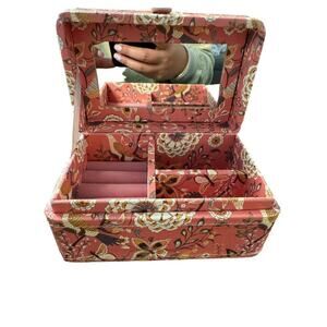 Pink Floral Jewelry Box with Mirror New in Box Giftable